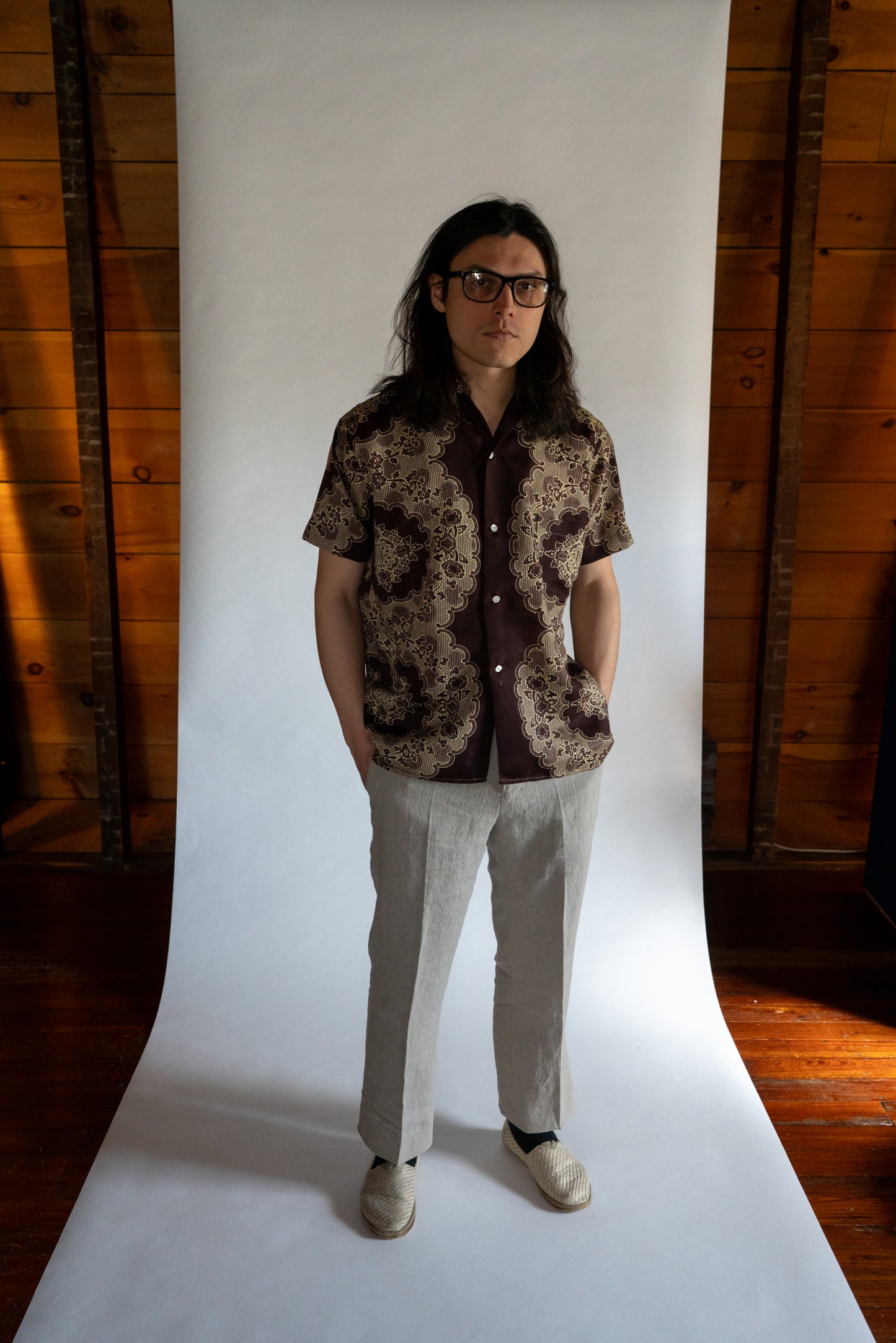 Short Sleeve Wax Print Button Down Shirt