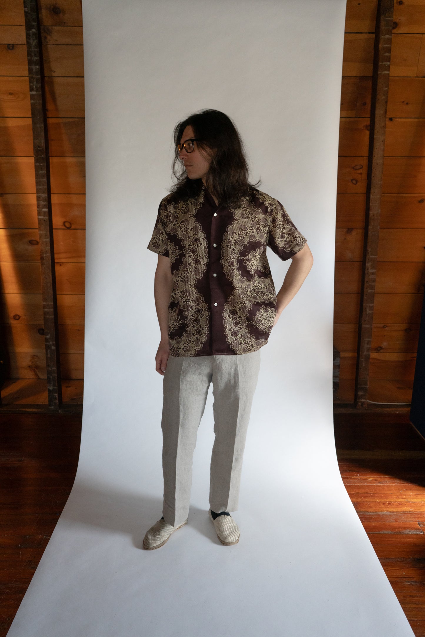 Short Sleeve Wax Print Button Down Shirt