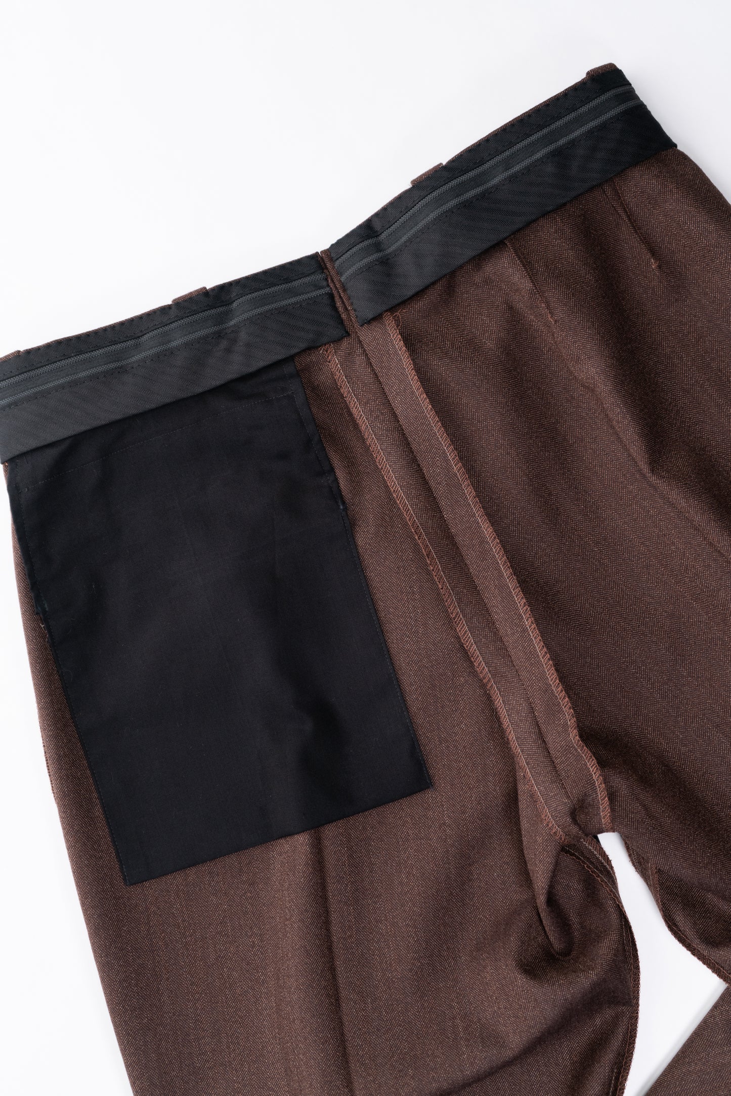 Chestnut brown dress pants, inside back view