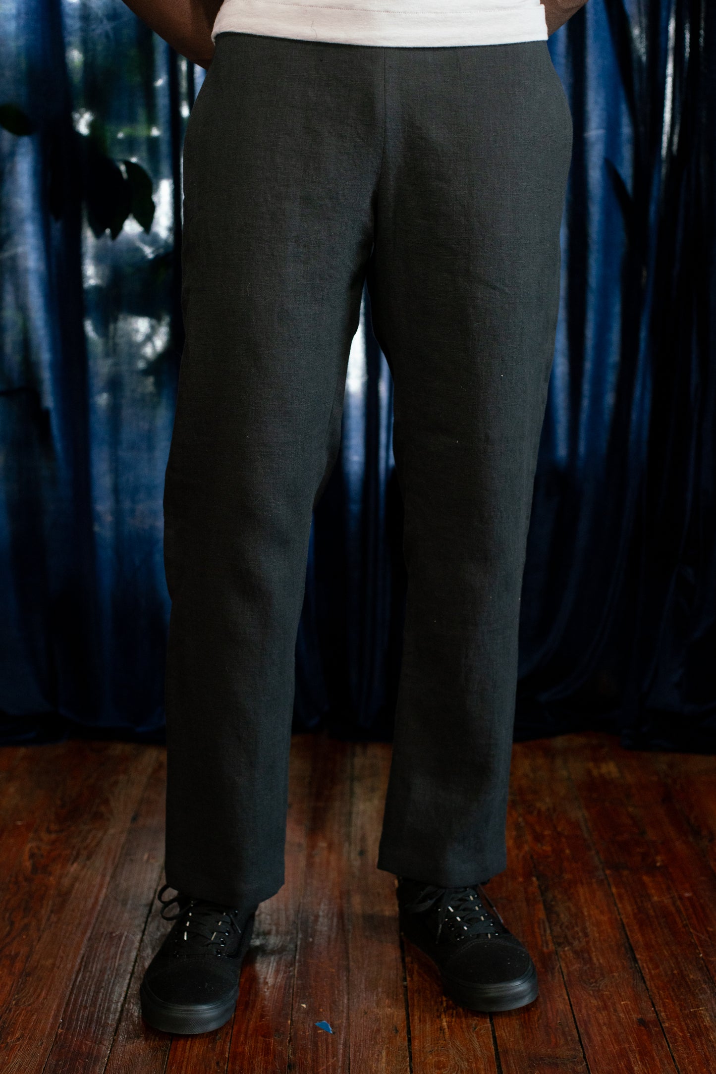 Black Linen Drawstring Pants
