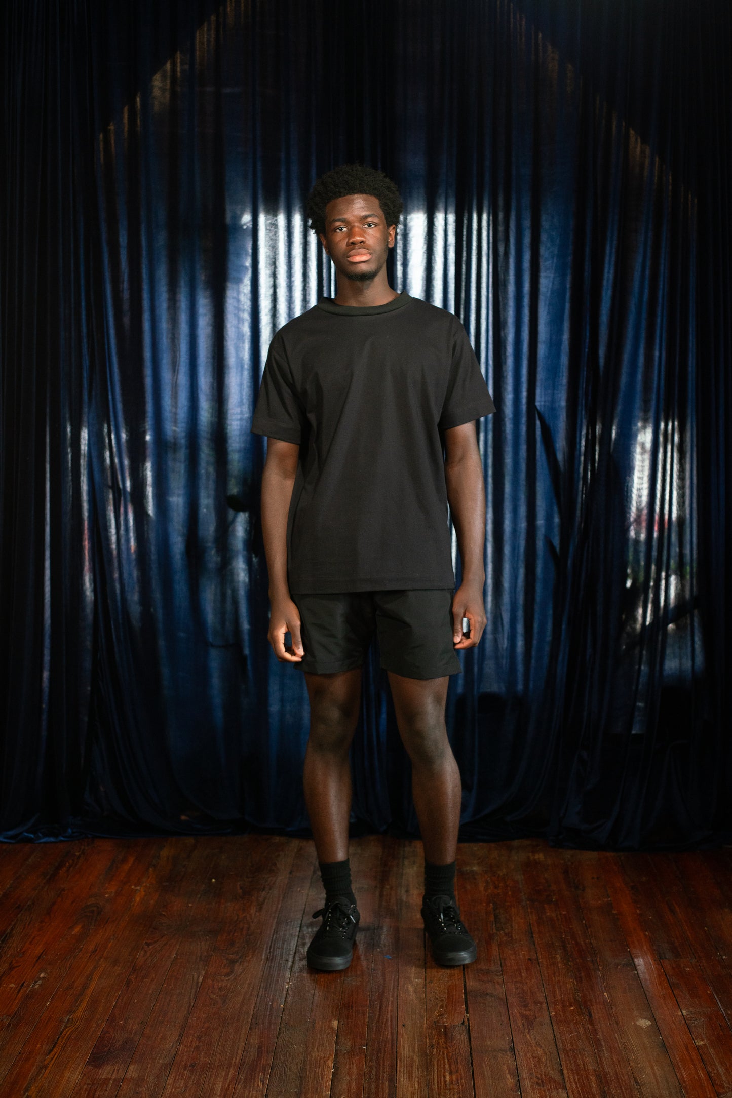 Black Cotton/Nylon Shorts