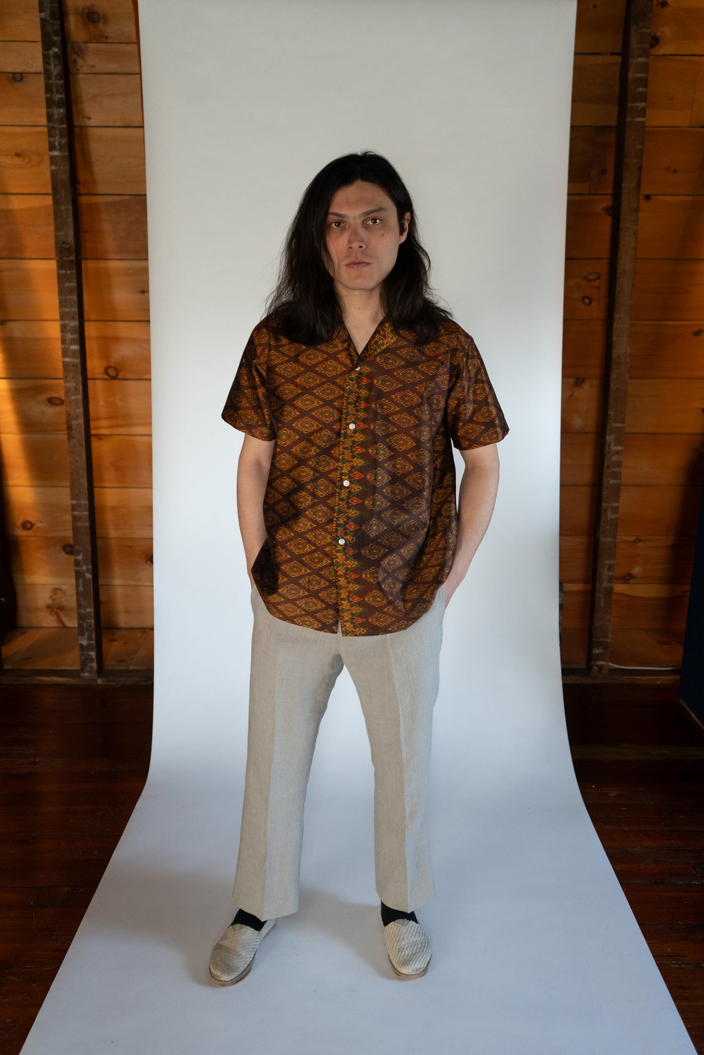 Auburn Cambodian Silk Button Down Shirt