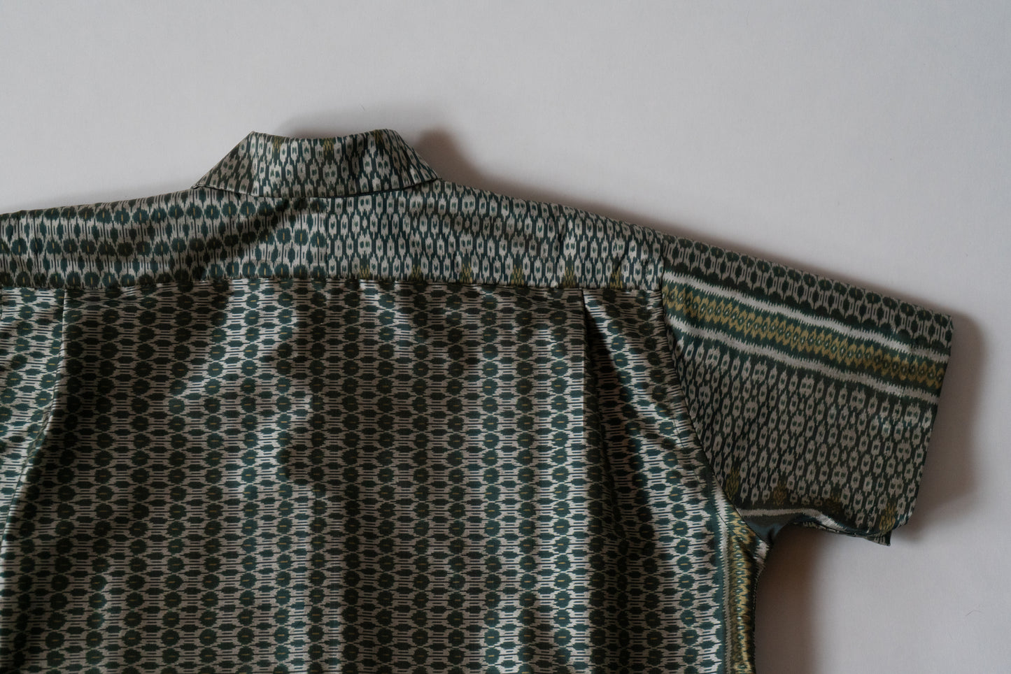 Green Cambodian Silk Button Down Shirt