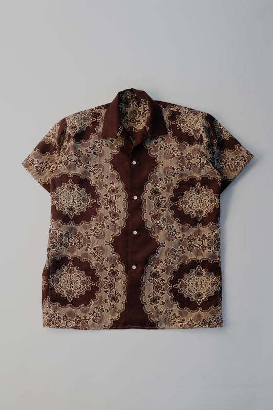 Short Sleeve Wax Print Button Down Shirt