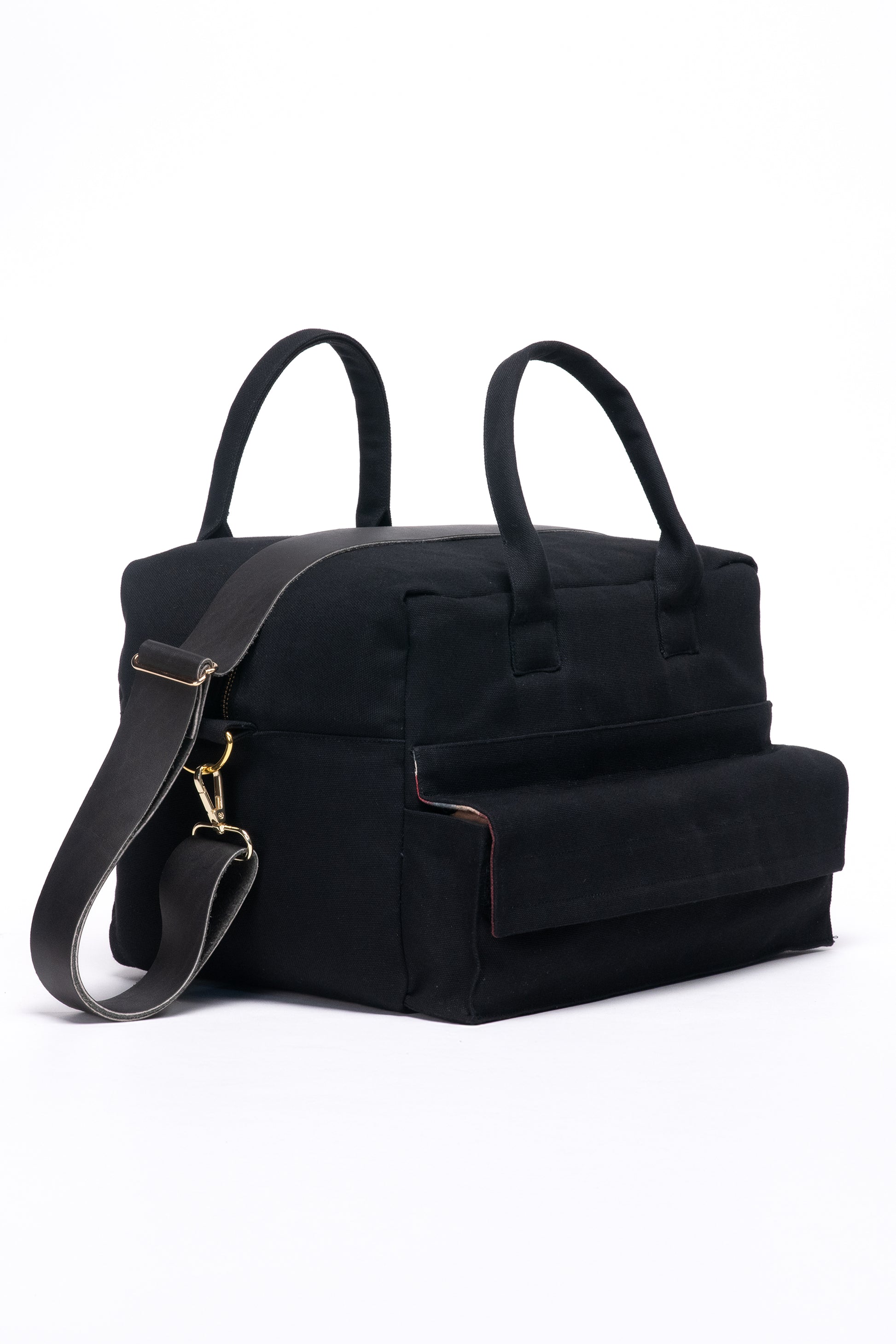 Canvas camera bag, side view