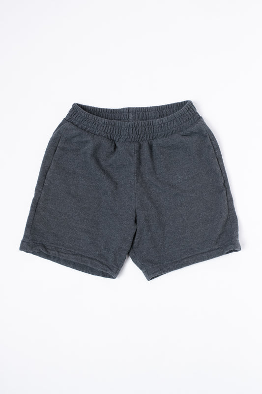 Grey French terry shorts, flat view