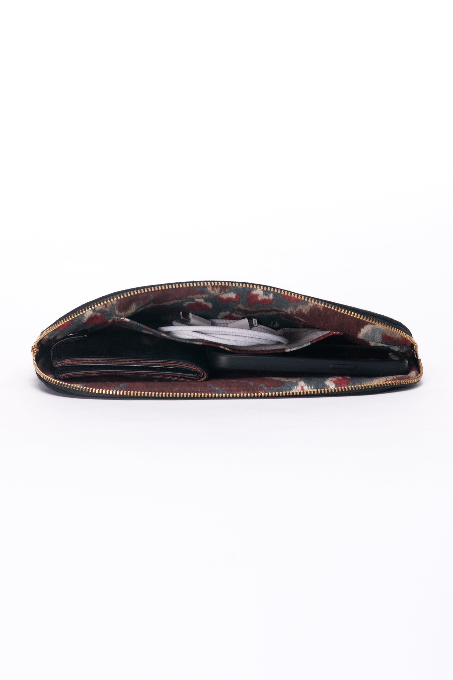 Handheld zipper  pouch, open view