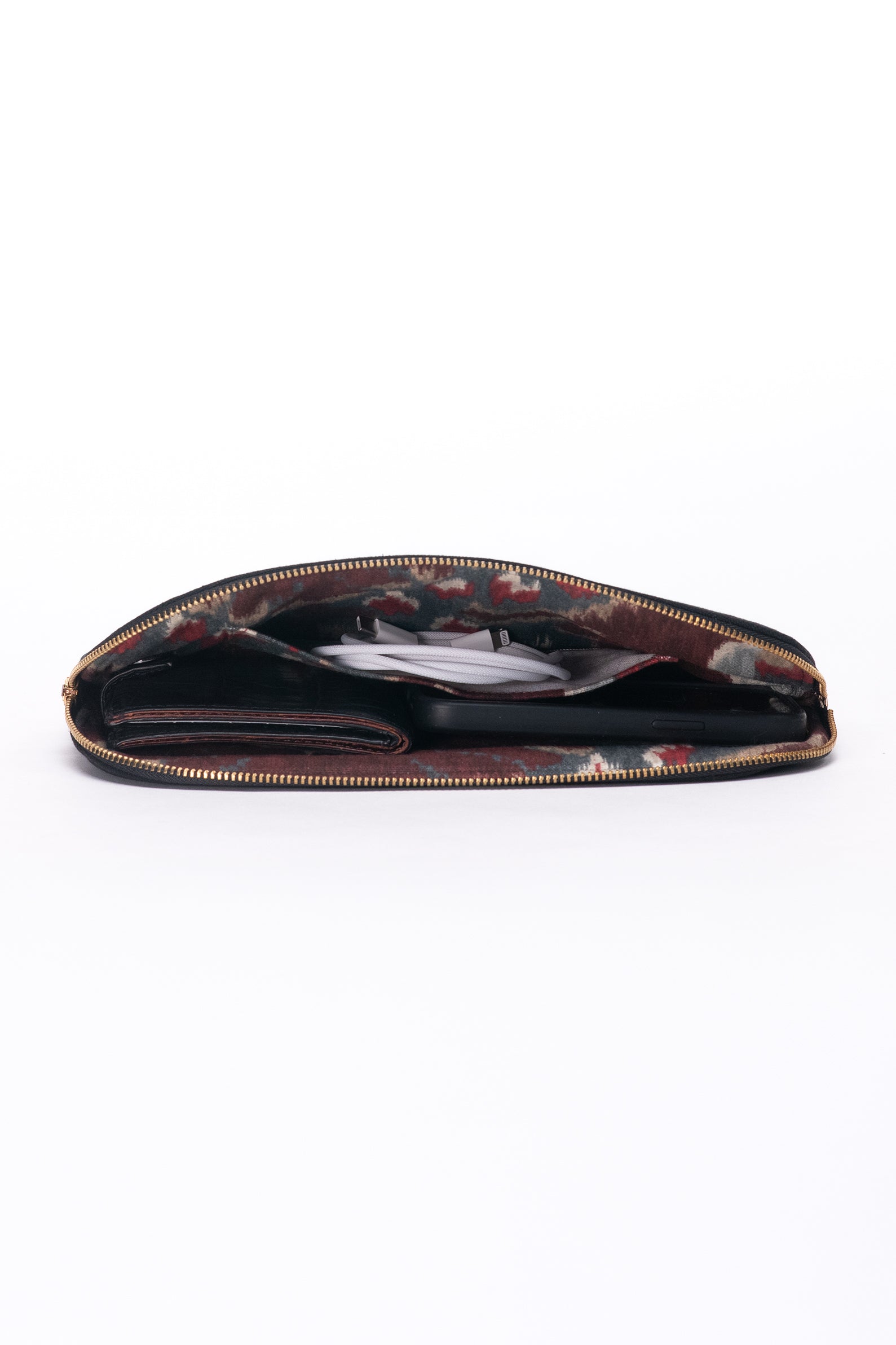 Handheld zipper  pouch, open view
