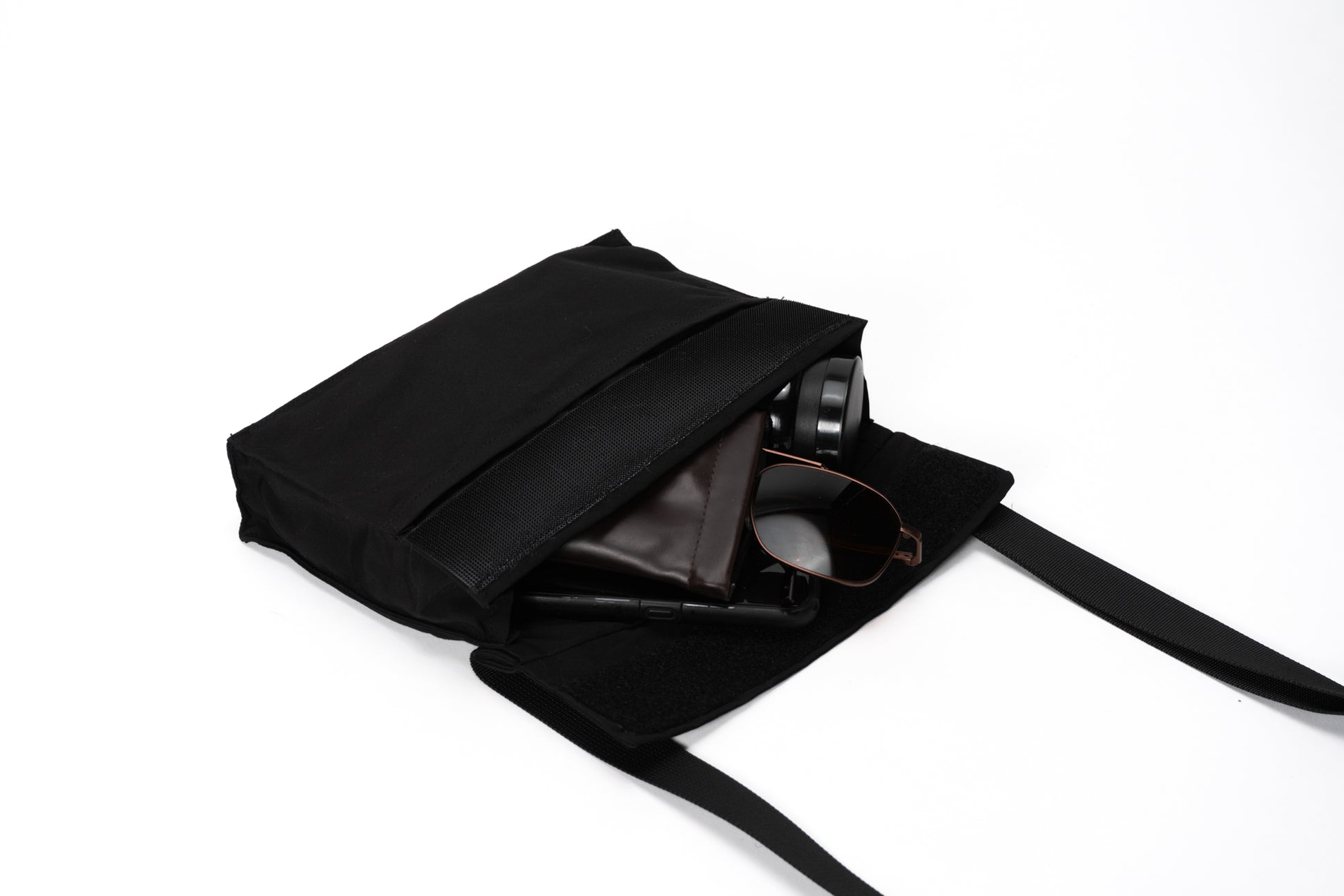 Mini-messenger bag, flat open view