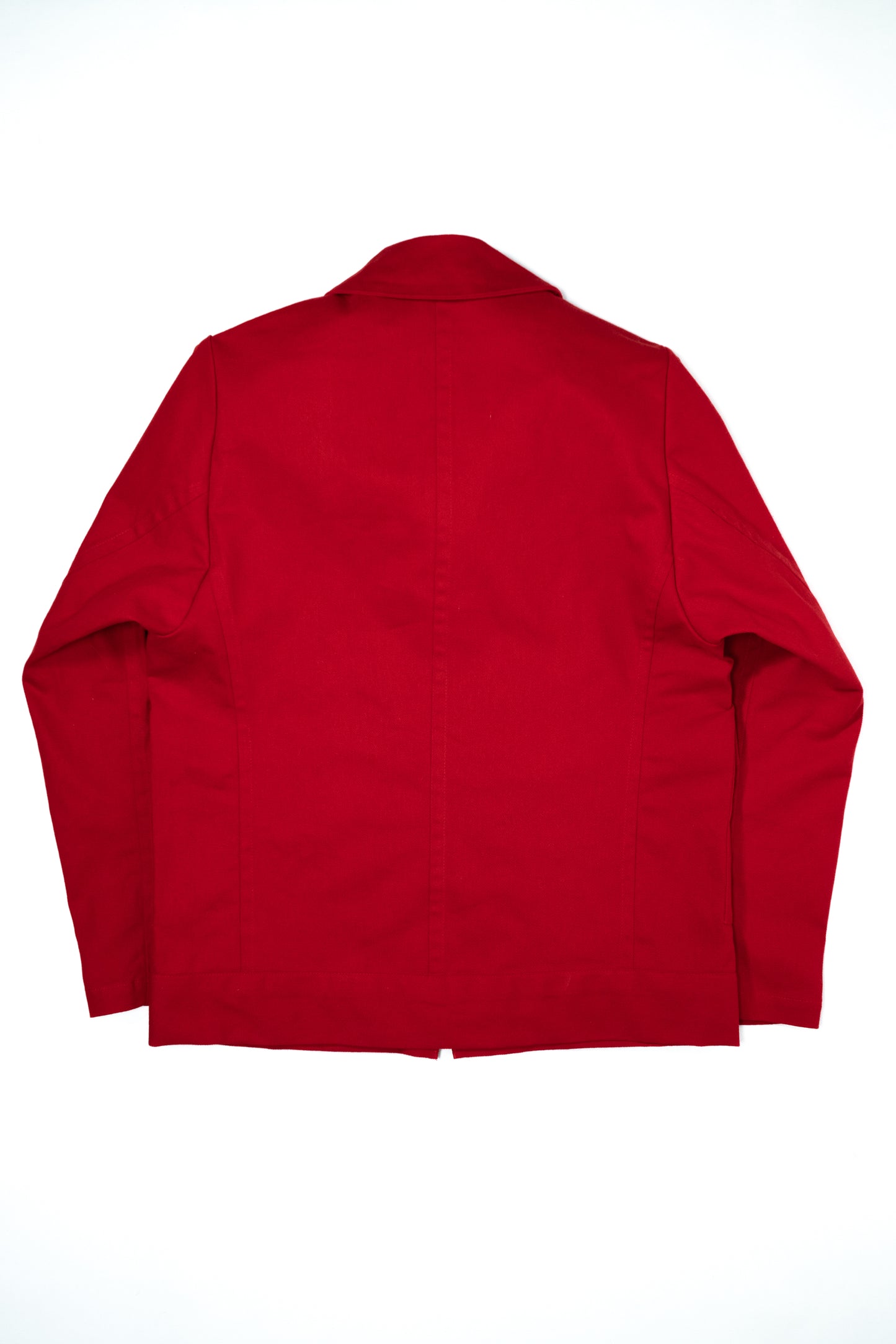 Red cotton jacket, flat back view