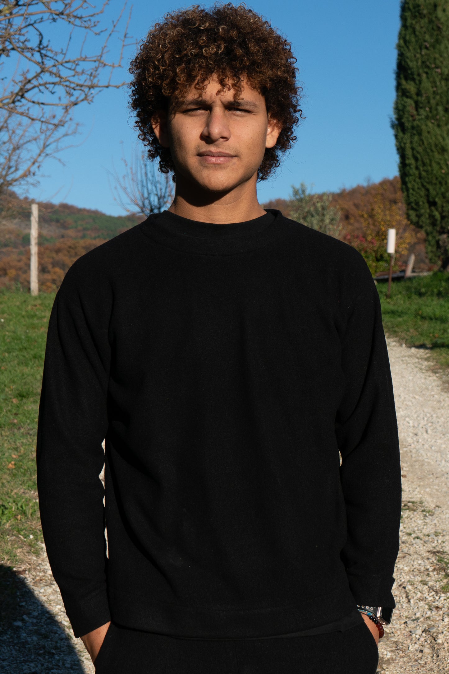 Wool fleece sweatshirt, front view
